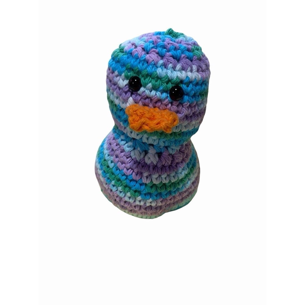 New Handmade Crochet Plushie Rubber DUCK cotton blue purple green white